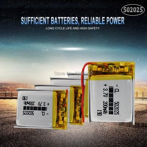 10ps 200mAh 3.7V 502025 Lithium Polymer Li-Po li ion Rechargeable Battery For toys speaker Tachograph GPS Bluetooth Lipo cell
