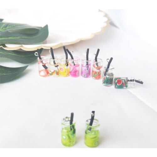 10pcs Resin Fruit Juice Bottle Charms Pendants Grape Drink Bottle Charms Earring Keychain Bag Floating DIY Jewelry Accessories
