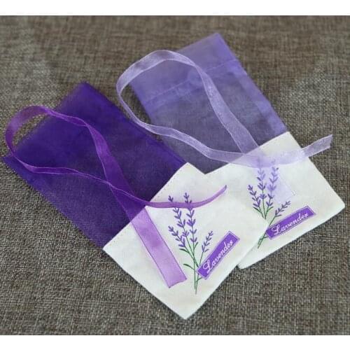 100pcs Lavender purple flower bag Cotton encryption yarn double-sided printing sachet bag