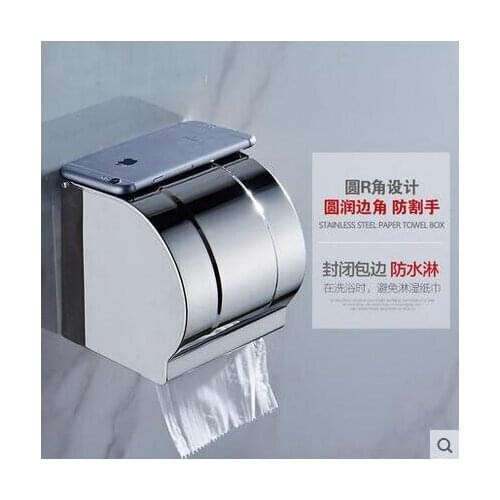 2 Types Stainless Steel bathroom tissue box holder, kitchen waterproof paper holder box, Toilet paper roll holders wall mounted