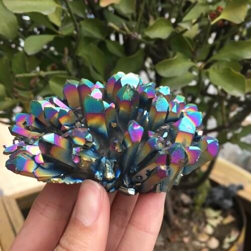 213g natural metal colour aura angel crystal cluster Titanium coating quartz angel cluster healing