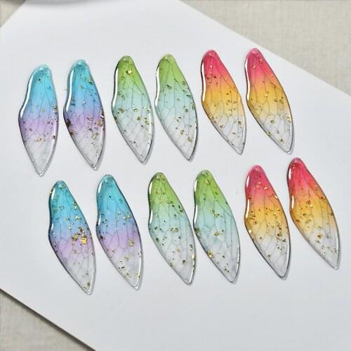 2020 Newest 30pcs/lot gradient color print cartoon wing shape resin beads diy jewelry earring/garment pendants accessory