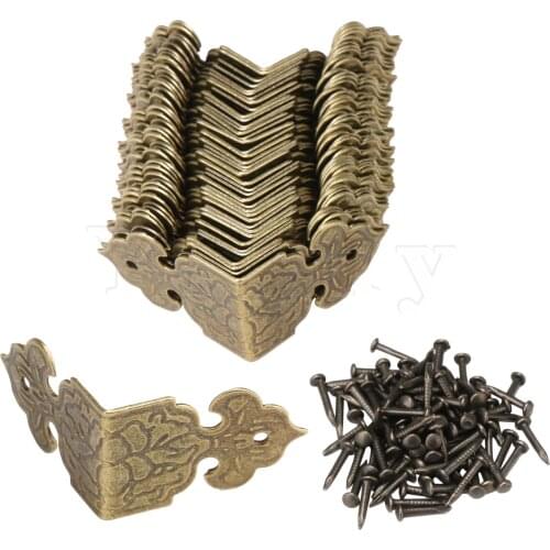 40x Vintage Bronze Wooden Jewelry Box Decorative Box Edge Corner Cover