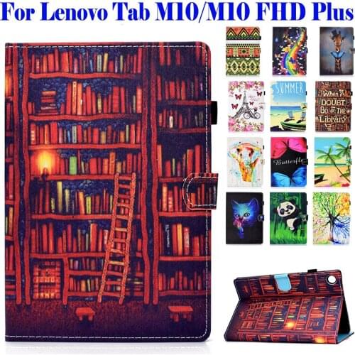 For Lenovo Tab M10 FHD Plus 10.3 Smart Cover TB-X606F TB-X606X Tab M10 X605F Case Funda Tablet Cartoon Painted Flip Stand Shell