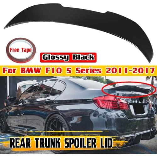 Black/Carbon Fiber Look Car Rear Trunk Boot Lip Spoiler Wing Lipr For BMW F10 5 Series 2011-2017 Rear Boot Trunk Spoiler Lip