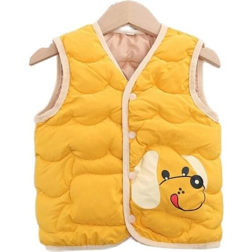 Children Down Vest Autumn Winter Light Coat 2021 New Cartoon Warm Jackets Kids Baby Girls Boys Cardigan Sleeveless Waistcoats