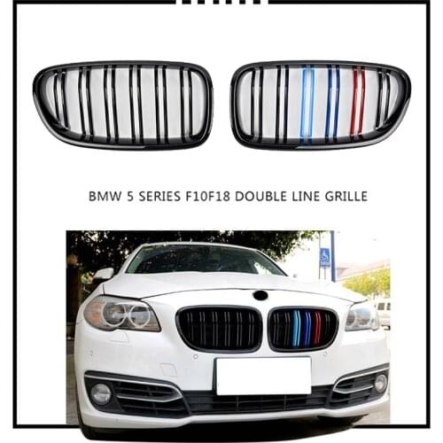 A Pair Racing Grills Dual Slat Style Front Kidney Grill Grille For BMW F10 F11 F18 520i 525i 530i 535i 2010-2017 Car Styling
