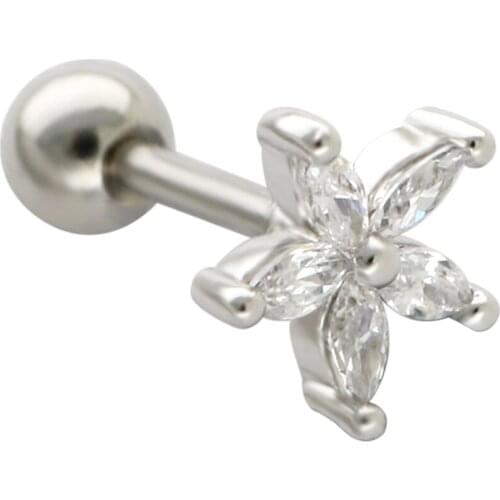 JHJT MUSI 16G Cartilage Nail 316L Surgical Stainless Steel Multicolor Sea Star Shape stud earrings Piercing Jewelry