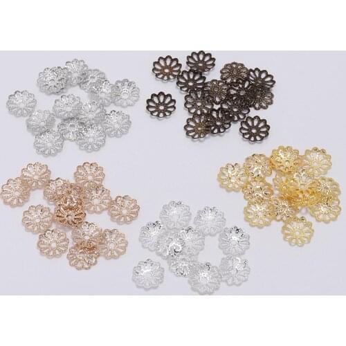 200Pcs/lot 7/9mm Metal Plated Flower Petal Spacer Beads End Caps Charm Bead Cups For Jewelry Making Finding Supplies Accessories