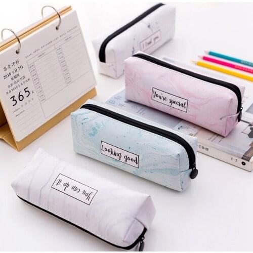 Cute girl Pencil Case Marble Pattern Pen bags Bag Pencil Box Stationery supplies Pouch Office for School tools Supply pencilcase