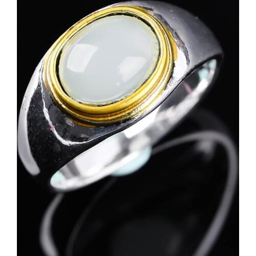 Fashion Silver Plated Water Blue Stone Ring Simple Design Big Oval Stone Rings For Women Wedding Party Charm Jewelry Gift B4M944