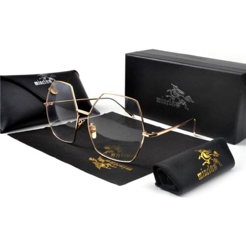 Fashion Sunglasses Women Brand Designer Oversized Frame Polygon Clear Lens Sunglasses Men Vintage Sun Glasses Hexagon Metal NX