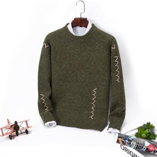 Autumn Winter New Mens Sweater Casual Solid Color Warm Pullover Men Fashion Slim Fit Round Neck Pullovers Sweaters 2020