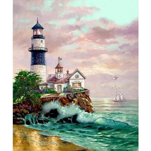KEXINZU Full Square/Round Drill 5D DIY Diamond Painting "Lighthouse landscape" Embroidery Cross Stitch 3D Home Decor Gift Y4640