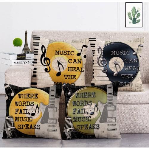 Musical Note Pillow Cover Home Decoration 45*45 Cm Cushion Cover Microfiber Soft and Comfortable Pillow Case T12