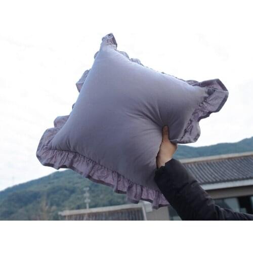 Ruffle Cushion Cover Ins Wind Solid Color Pillowcases Cotton Sofa Car Home Decor Pillow Cover Princess Girl Room Decoration