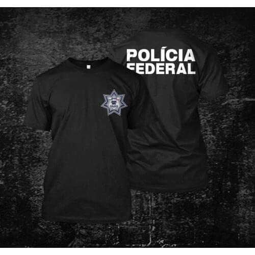 SSP Policia Federal T-Shirt Novelty Cool Tops MenS Short Sleeve Cotton T-shirt Summer Casual Tees Cool Male Shirt
