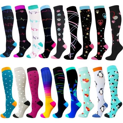 New Compression Stockings Men Women Knee Stocking Outdoor Running Marathon Compression Socks Breathable Fitness Sport Socks