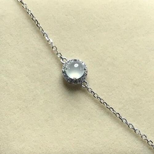Original new silver diamond natural ice chalcedony egg round bracelet elegant charm creative retro silver jewelry