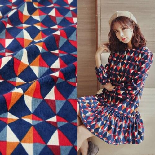 Half meter Autumn winter contrast colored geometric cotton corduroy fabric dress shirt children garment material T944
