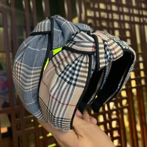 Posidon Solid Colors Quadrille Plaid Hair Knotted Hair Band for Women Headbands Hairbands Headwear 2019 New Arrival