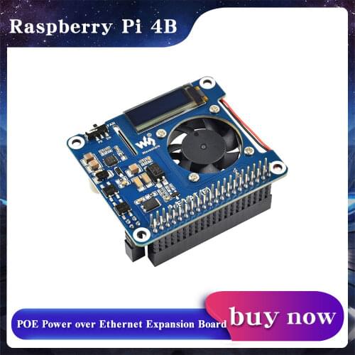 Raspberry Pi 4 POE HAT 802.3af-Compliant with 0.19 inch OLED Display Cooling fan for Raspberry Pi 4B/3B