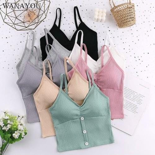 WANAYOU Sexy Yoga Tops Woman Knitted Sports Tank Top with Chest Pad Summer Breathable Stripe Vest Gym Fitness Workout Shirt