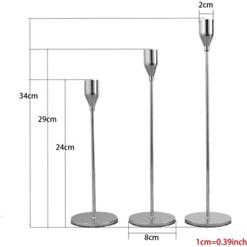 Silver Taper Candle Holders Set of 3,Wedding & Dinning Table Decorative Candlest 87HA