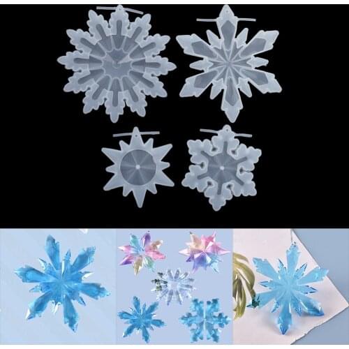 1Pcs Snowflake Pendant Silicone Mold Christmas Snowflake Resin Mould for DIY Epoxy Resin Key Chain Jewelry Making Accessories