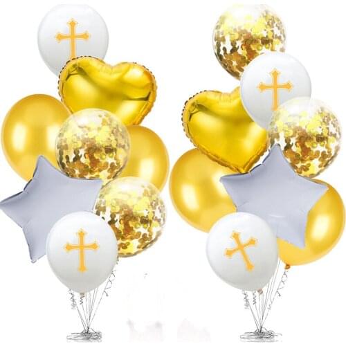 Balloon Easter Bless Cross Easter Balloons Party Easter Decoration Ballon Baptism Forked Holy Communion Favors Christen Decotion