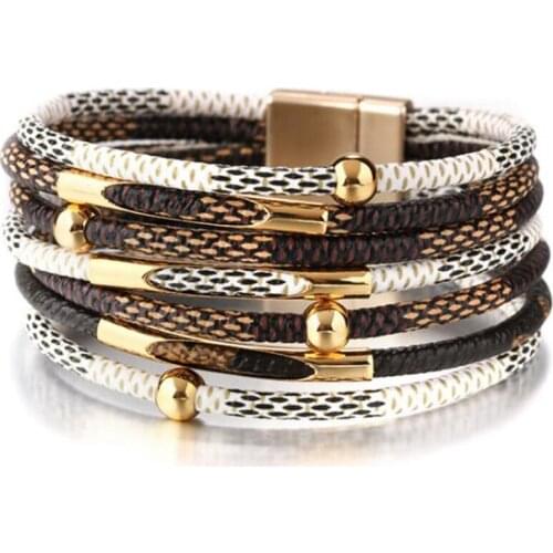 Japanese and Korean Leather Multi-Layer Hand-Woven Magnetic Clasp Bracelet Jewelry