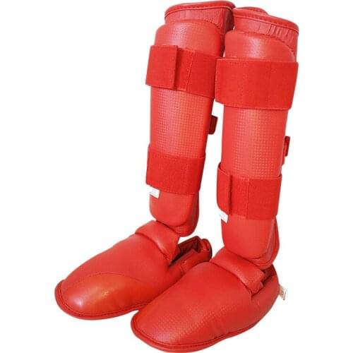 1 Pair Factory Price Karate Protector One-piece Knee Guard Leg Guard Feet Guard Customized Logo Karate Protective Gear