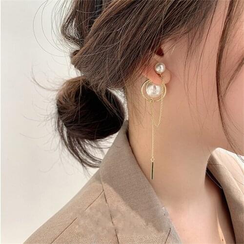 New Korean Sweet Gold Alloy 925 Silver Needle Pearl Thread Luxury Dangling Earring Women Fashion Accessories Trends 2021 Style