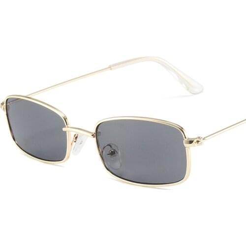 Women Sunglasses Fashion Small Rectangle Alloy Sun Glasses Ladies Sexy Decorative Pink Eyeglasses 90s outdoor Shades UV400