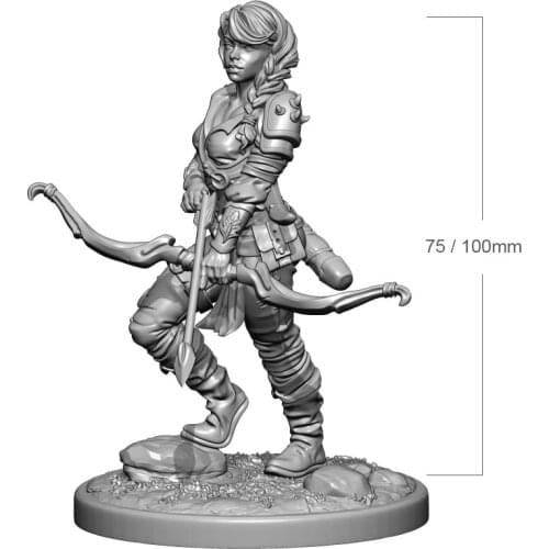1/24 75mm 1/18 100mm Resin Model Female Warrior Hunter 3D Printing Figure Unpaint No Color RW-047