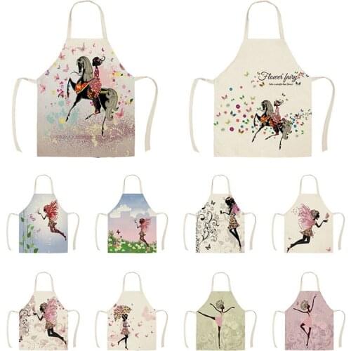 1Pcs Flower Butterfly Girl Apron Pinafore Linen Aprons Kids Adult Bibs Home Kitchen Cooking Baking Cleaning Accessories WQI844