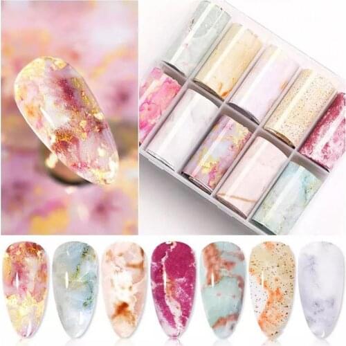 10 Rolls/Box Nail Stickers Multicolor Print Manicure Accessories PVC Polished Fingernail Decals for Women