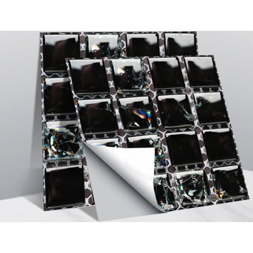 10Pcs 3D Mosaic Crystal Tile Sticker Creative DIY Waterproof Self-Adhesive Wall Stickers For Kitchen Bathroom Decor 10X10CM