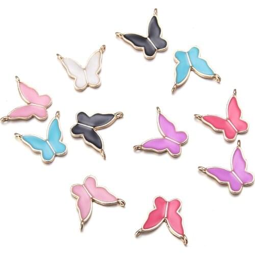 10pcs 6 Colors Alloy Butterfly Charms for Jewelry Making Pendants Necklaces Cute Earrings DIY Handmade Accessories