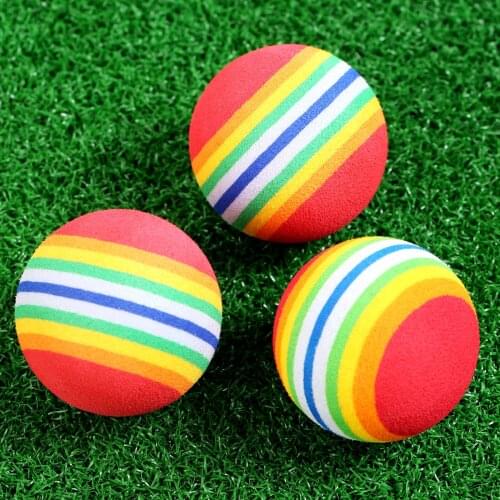 10Pcs Soft Golf Swing Practice Foam Balls Sponge Practice Rainbow Balls Cute Small Pet EVA Toys 38mm Indoor Golf Training Balls