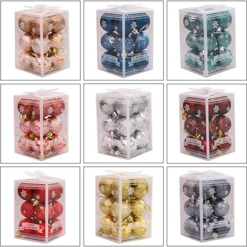 12pcs/Box Christmas Tree Decor Ball Lightweight Hanging Balls Party Ornament New Year Christmas Atmosphere Decor