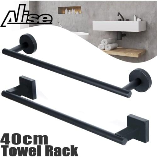 40cm Bathroom Black Towel Rack Wall-mounted Black Toilet Space Aluminum Towel Bar Storage Rail Shelf Bathroom Accessories