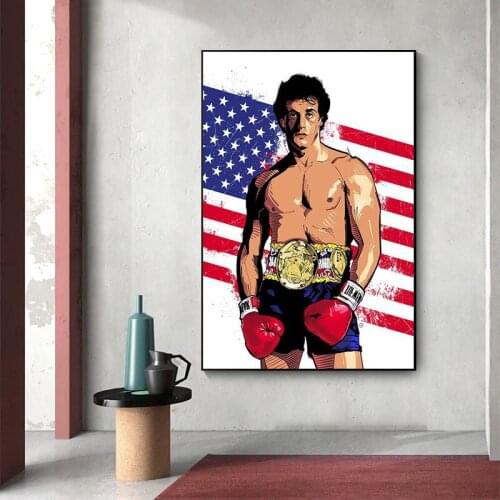 Abstract Watercolor Rocky Balboa Boxing Bodybuilding Painting Canvas Poster Wall Art Inspirational Picture Corridor Home Decor