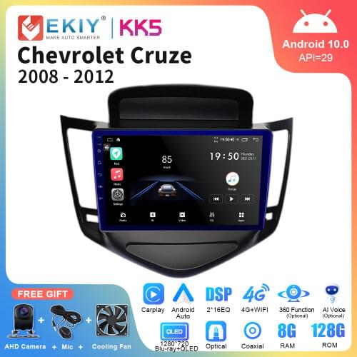 EKIY Car Audio Stereo Receiver For Chevrolet Cruze 2009-2014 Bluetooth Carplay Player All-In-One Android Head Unit No DVD 2 Din