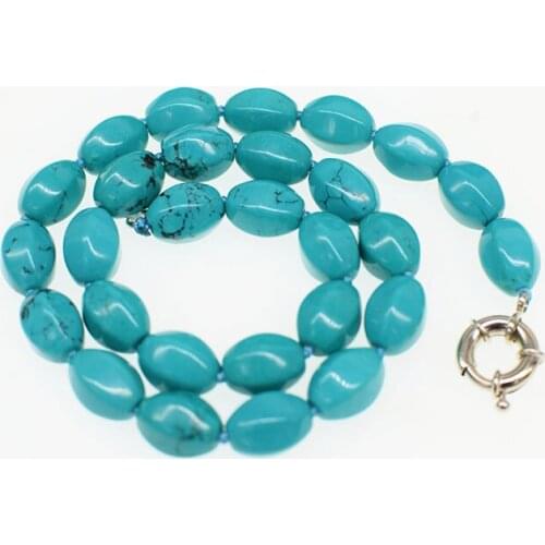 Turquoise green carved egg 10*14MM necklace 18inch FPPJ wholesale beads nature