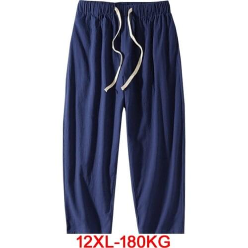 Summer men Harem pants chinese style pants vintage plus size 11XL 8XL 9XL 10XL Comfortable man home Straight pants Stretch 60 70