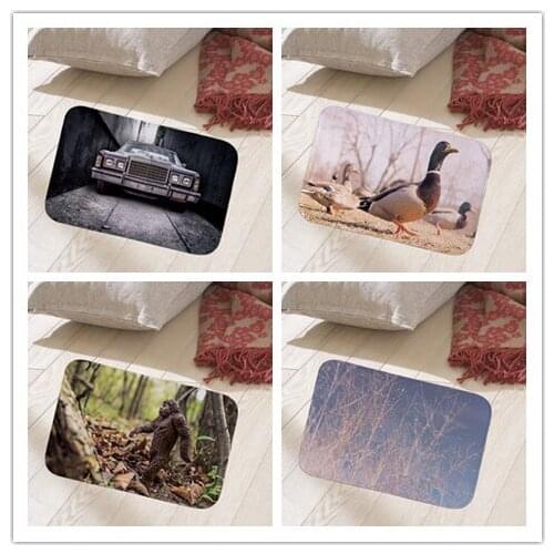 European style Home Decorative Front Door Mat Nostalgic Printed Flannel Anti-Slip Floor Mat Carpet Entrance Doormat Rug 40x60cm