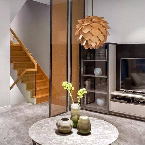 Wooden Pinecone Ceiling Pendant Lights Shade Restaurant Hanging Ceiling Lamp Shade Office Home Decor Art Lampshade