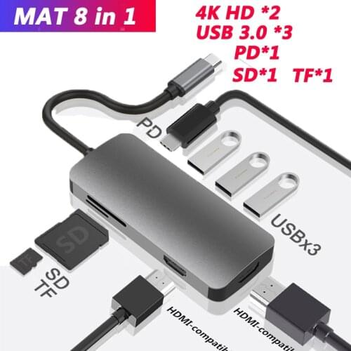 MST HDMI-compatible Dock USB C hub Adaptador USB 3.0 PD SD TF USB Converter for Macbook Pro Lenovo Samsung Type C Dock Station