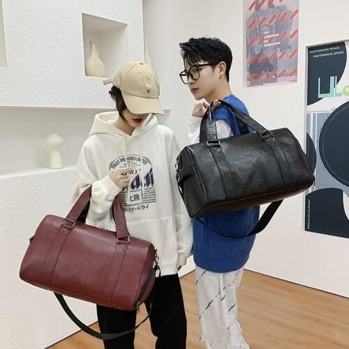 Fitness PU Leather Bag for Sport Large Capacity Swimming Training Pack Gym Travel With Shoe Compartment Yoga Tote Handbag X529D